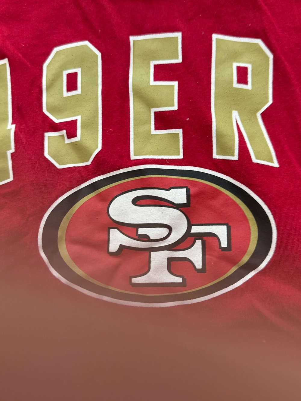 NFL Team Apparel Red San Francisco 49ers Kids Top with Gold Lettering youth sz 8 - Picture 2 of 7